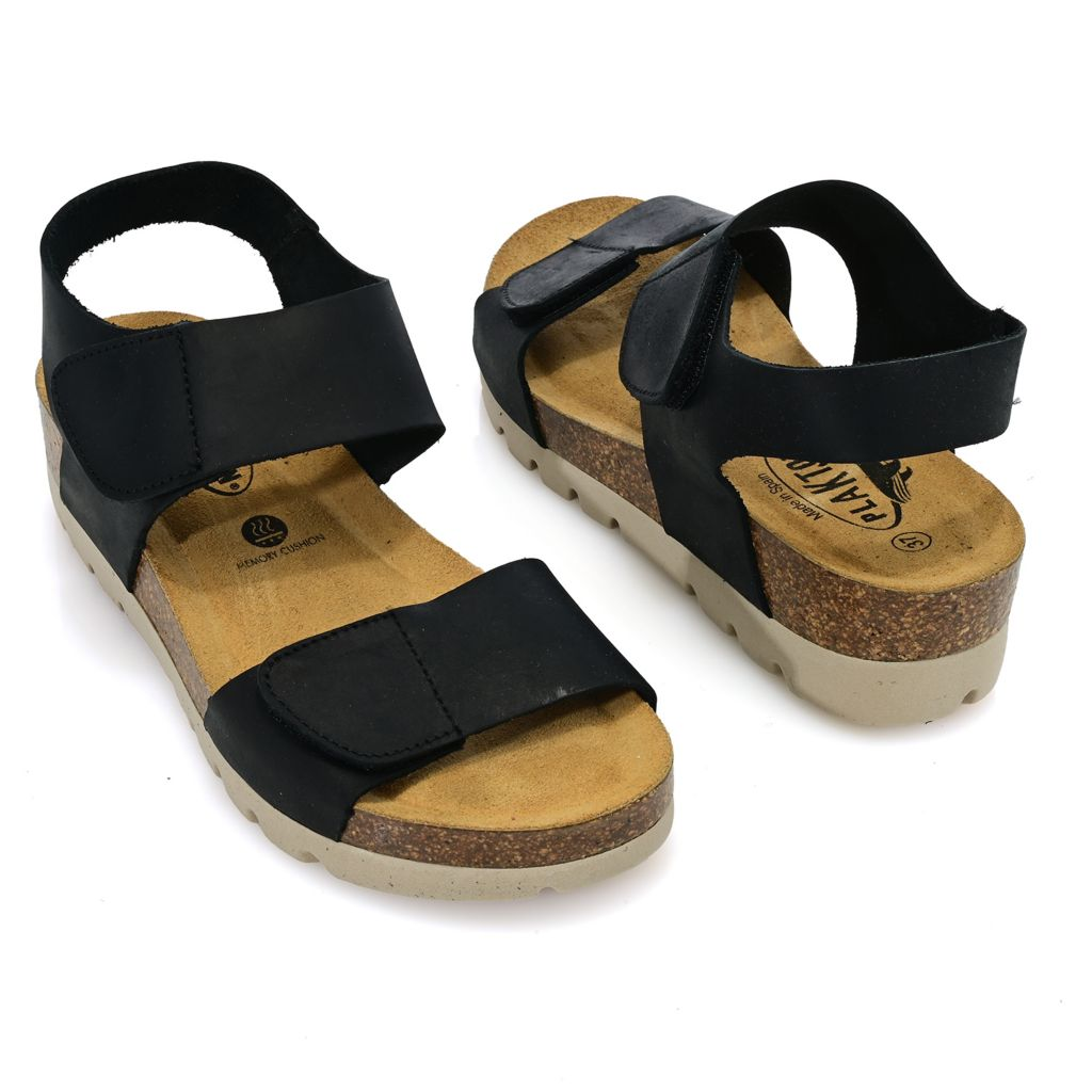 S474371-00003-13401 Plakton Compi Leather Wedge Sandals - Image 1
